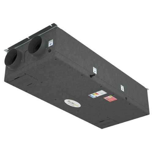 Unité de ventilation type D avec récupérateur à plaques de 450 m³/h et batterie électrique de post chauffe